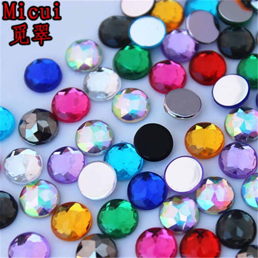 Mix color Micui 100 шт 8 мм круглые фаски Акриловые стразы и камни плоская задняя Стразы без отверстия для пошив одежды MC750 - Цвет: Mix color