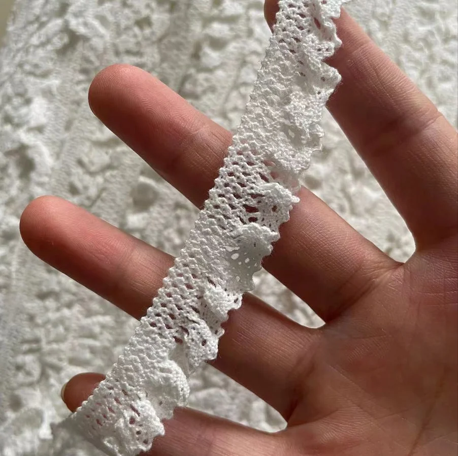 5 Meters/lot Elastic Ivory Cotton Lace Trims Cotton Stretch Lace Ribbon Diy Socks Dress Hometexile Wrap Webbing Tape Ornamen lace ribbon,lace sewing supplies,lace sewing accessories,lace accessories,lace garment accessories,lace decoration