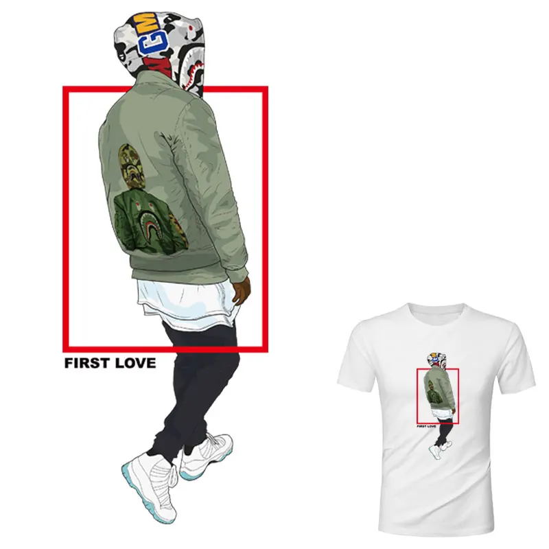 

Fashion boy iron on patches for clothing ironing sticker diy punisher transfert thermocollants t-shirt applique