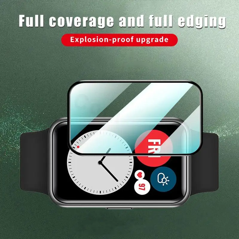 1-3PCS 9D Curved Clear Soft Fiber Protective Glass For Huawei Watch Fit Smartwatch Full Screen Protectors Film Cover Accessories