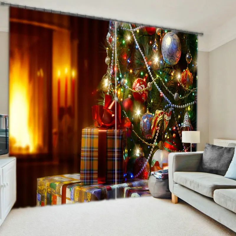 

Christmas Decorations for Home Blackout 3D Window Curtains For Living Room Bedroom Drapes cortinas Rideaux Customized size