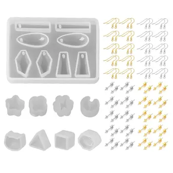 

UV Silicone Crystal Earrings Epoxy Mold Set DIY Stud Earring handmade DIY Jewelry Making Mould Material Ear Hook Needles
