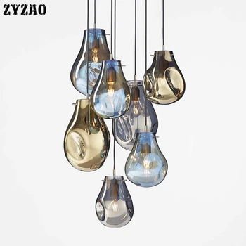 

Post-modern Minimalist Colorful Glass Pendant Lights Bedroom Bedside Lamp Cafe Restaurant Creative Designer Glass E27 Hanglamp