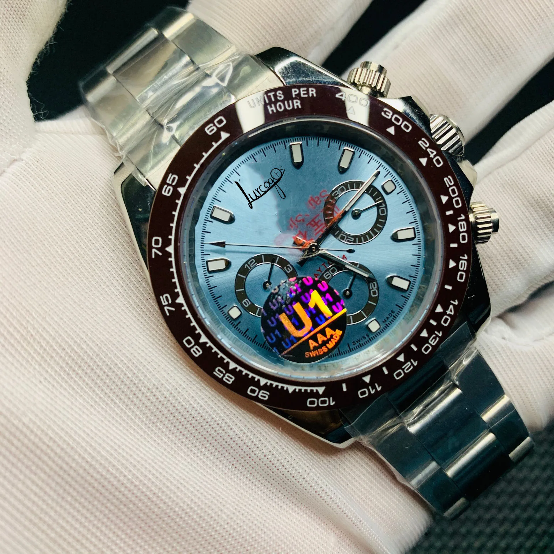

Limited sale men automatic U1 factory sapphire glass sweeping lucury daytona watches all small dials works free delivery