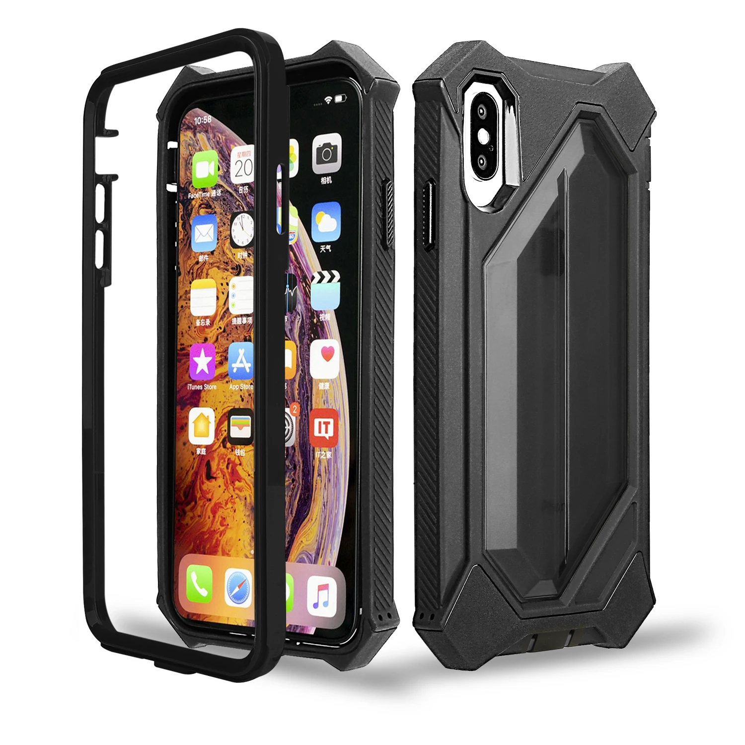 

Heavy Duty Protection Phone Case for iPhone XS Max XR X 6 6S 7 8 Plus Doom armor PC+Soft TPU Shockproof Sturdy Cover