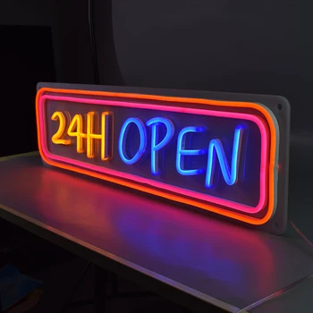 

Pink Blue Light Up 24H Open Signage Led 3D Custom letrero Neon Signs Lights Letters For Shop Store Business