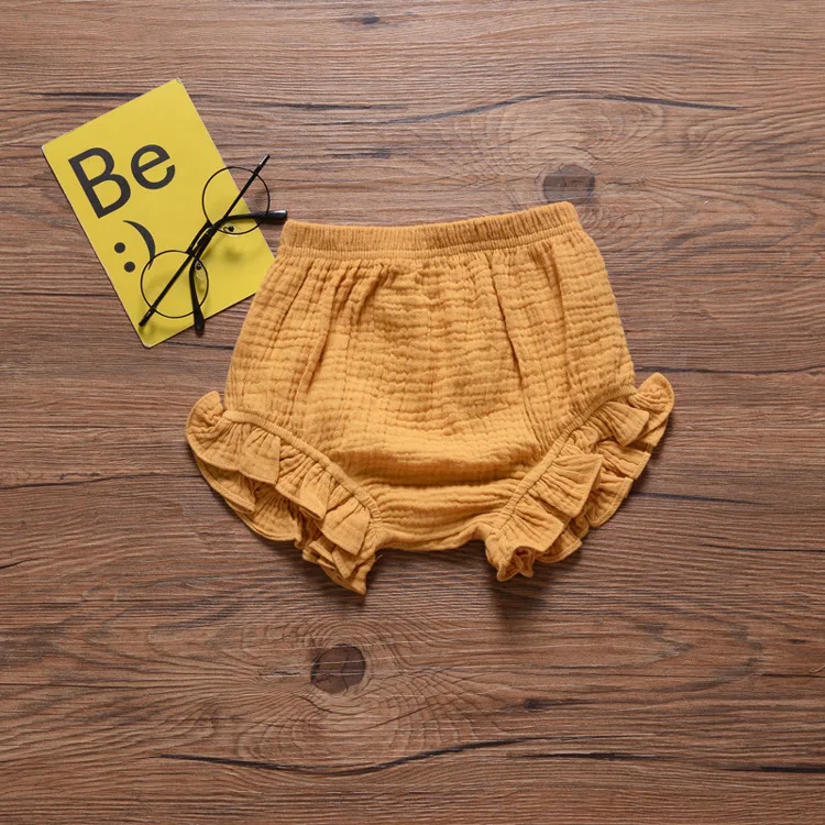 Летние модные шорты для маленьких девочек штанишки для новорожденных девочек с цветочным принтом, кружевные треугольные Трусы-шорты, брюки для малышей штаны на подгузник, одежда