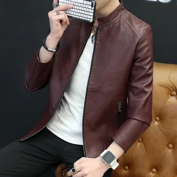 

2020 men new collar fur young handsome motorcycle leather jackets