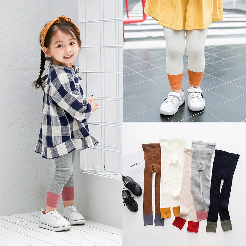 Леггинсы для девочек корейские леггинсы для маленьких девочек, вязаные леггинсы для малышей модные хлопковые теплые леггинсы для девочек, обтягивающие штаны для девочек на весну