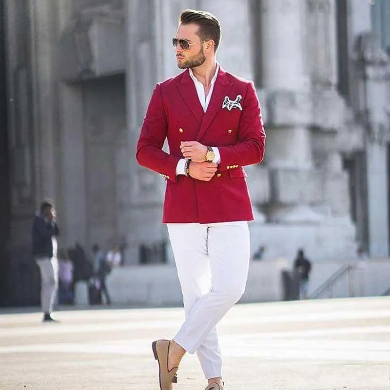 Hommes Terno Masculino Red Coat 