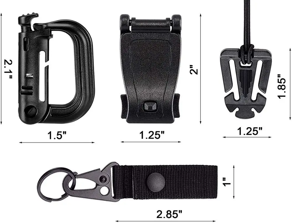 Molle прикрепить Зажим для ремня лямки Рюкзак ремень Quickdraw застежка Открытый Карабин лагерь бутылка воды вешалка Тактический держатель крюк