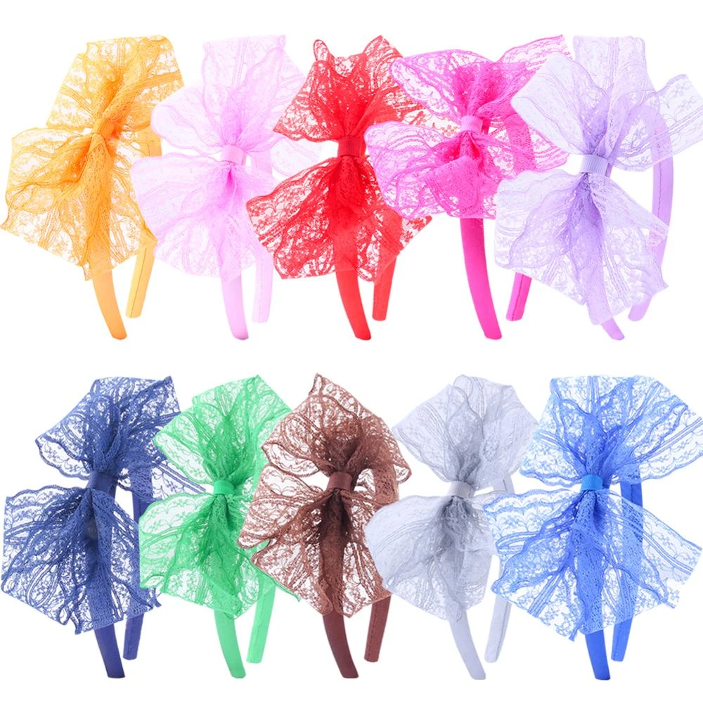 hair clips for long hair Candygirl 80's Lace Headband Costume Accessories for 80s Theme Party No Headache Neon Lace Bow Headband Halloween hair bows for women