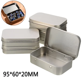 

6pcs Rectangular Empty Metal Tins Storage Hinged Box Containers 95*60*20mm Home Storage Box Case Organization