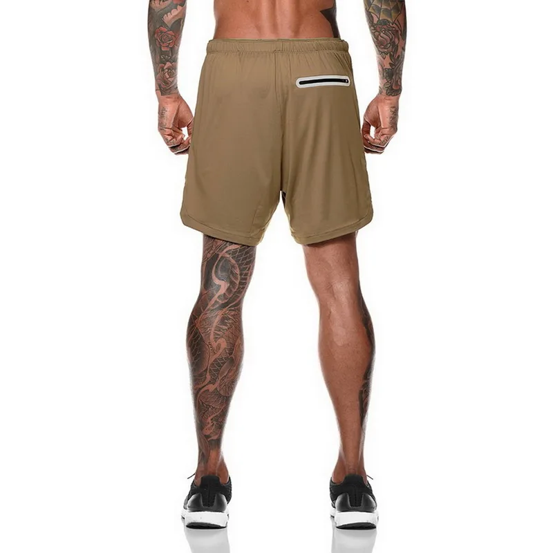 Summer new double-layer solid color shorts men's large size fitness training quick-drying jogging pants_10