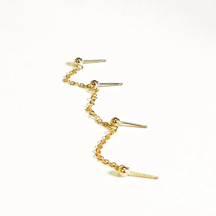 1 цепочки для пары, серьги-гвоздики для женщин, двойной пирсинг, серьги тройной пирсинг, четыре пирсинга, панк стиль, ювелирные изделия, аксессуары - Окраска металла: four piercing