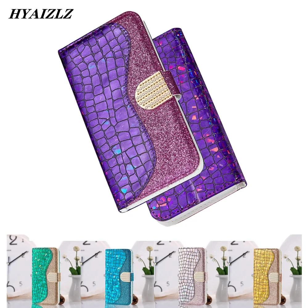 

Glitter Leather Case for iPhone 12 mini 11 Pro XS Max XR SE 2020 8 7 Plus Ladies Flip Capa Luxury Crocodile Pattern Splice Cover