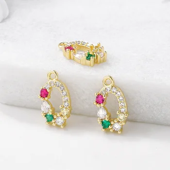 

4PCS 7x13MM 24K Gold Color Brass with Zircon Oval Shaped Charm Pendants High Quality DIY Jewelry Making Findings Accessories