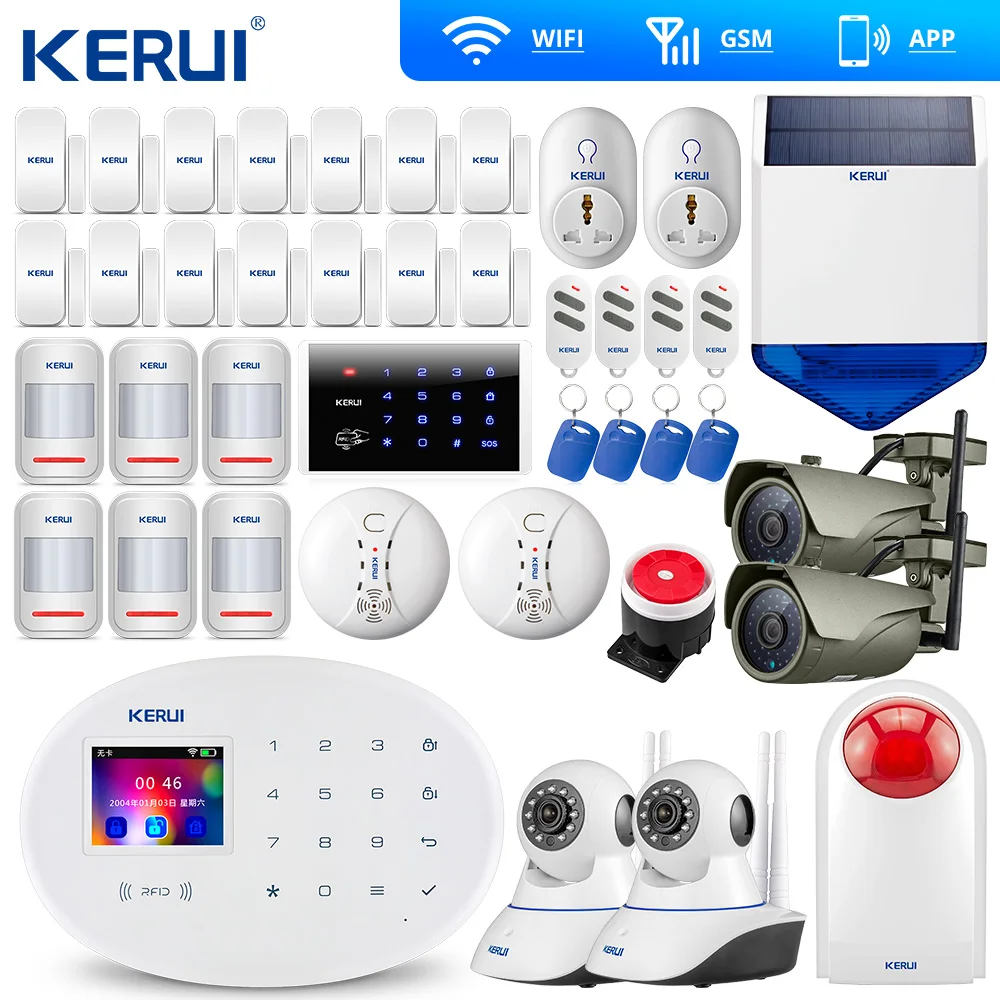 KERUI W20 New Model Wireless Touch Panel WiFi GSM Security Burglar Alarm System APP RFID Card Wifi IP Camera Smart Socket Siren KERUI W20 New Model Wireless Touch Panel WiFi GSM Security Burglar Alarm System APP RFID Card Wifi IP Camera Smart Socket Siren