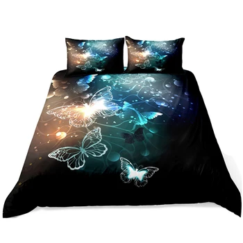 

SUCSES 3D Butterfly Bedding Set Super Soft Microfiber Duvet Cover with Zipper Closure Reversible Design Girls Comforter Cover