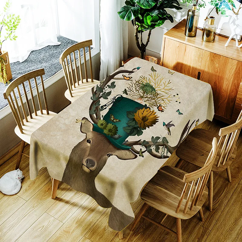 Скатерть с изображением птиц Водонепроницаемая клеенка моющаяся прямоугольная декоративная крышка стола Tapete домашняя скатерть - Цвет: BO014