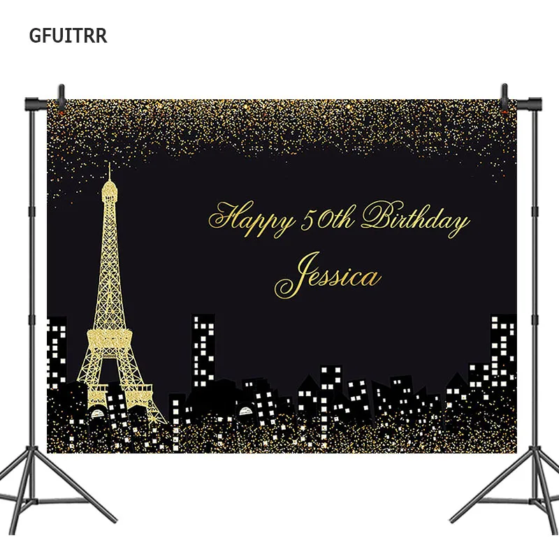 Фотофон GFUITRR с изображением Парижской Эйфелевой башни 40 го 50 дня рождения черный