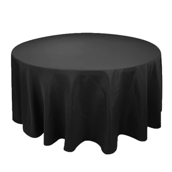

1pcs Polyester Tablecloth 90'' White Black Solid Color For Wedding Birthday Party Round Table Cloth Home Decor