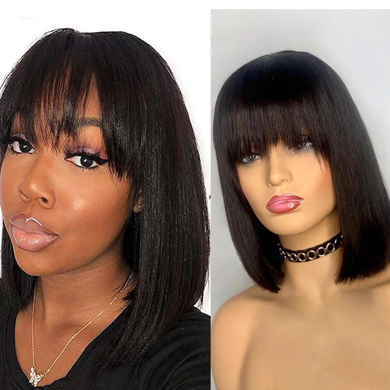 

Cassiopeia Hair Bob Wig with Bangs Remy Brazilian Silk Base Wigs 150% Full Density Glueless 5x5 Silk Top Bob Wigs with Baby Hair