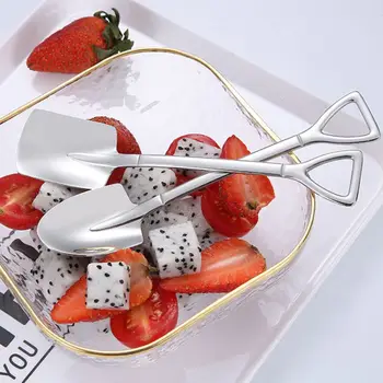 

1Pc Spoon Creative Metal Ice Cream Coffee Spoon Shovel Shape Shell Tea Spoons Afternoon Tea Dessert Long Handle Spoon