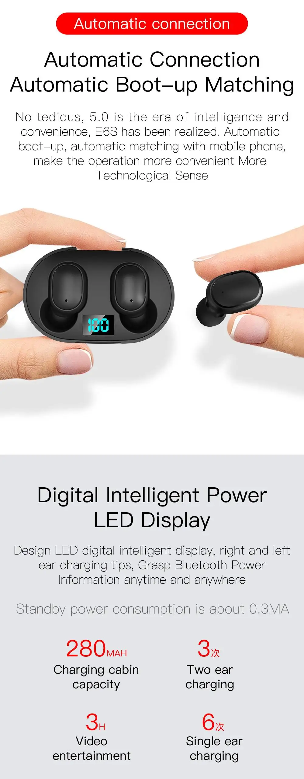 LEORY E8 TWS Bluetooth 5,0 гарнитура цифровой дисплей наушники беспроводные стерео наушники-вкладыши с зарядным устройством для Xiaomi huawei