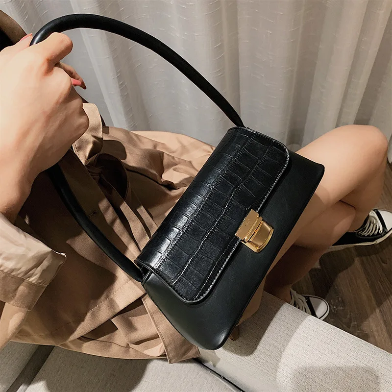 

Textured Handbags 2019 New Small Group Of Crocodile Pattern Under The Small Square Package Tide Fashion Handbag Messenger Bag