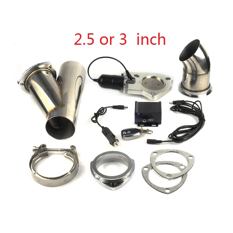 CNSPEED Exhaust Valve Muffler Cutout Kit Electric Exhaust Cutout Pipe Valve Set Car Wireless Remote Control Valve Systems Color:Silver