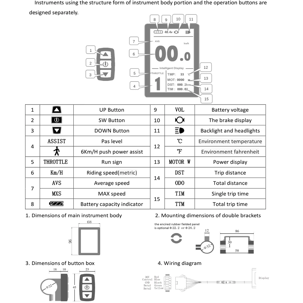 Когда-нибудь KT-lcd 8S цветной дисплей для электровелосипеда lcd USB дисплей Запчасти для электровелосипеда аксессуары для компьютера