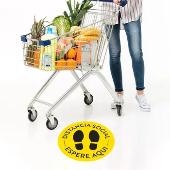 

5pcs 30cm Supermarket toilets waiting in line for a safe distance landmark Re-work keep the distance non-slip ground stickers