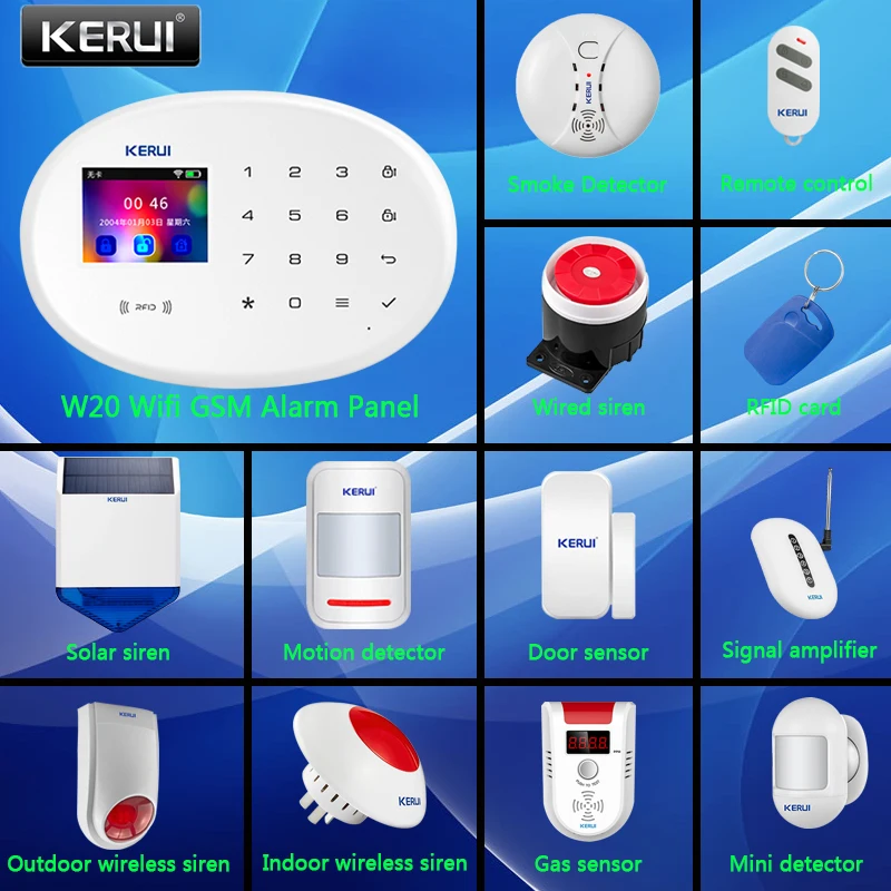KERUI W20 WI-FI GSM Умный дом Управление охранной сигнализации Системы с 2 4 дюймов TFT