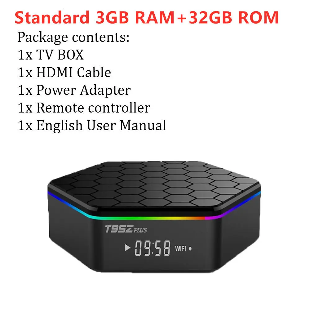 T ТВ BOX Android ТВ коробка T95Z плюс ОС Android 7,1 2/3 Гб оперативной памяти, 16/32 Гб встроенной памяти, процессор USB 3,0 BT 4,1 2,4G-5 Гб двухполосный Wi-F 3D 4K Full HD [ ] - Цвет: Only 3G 32G