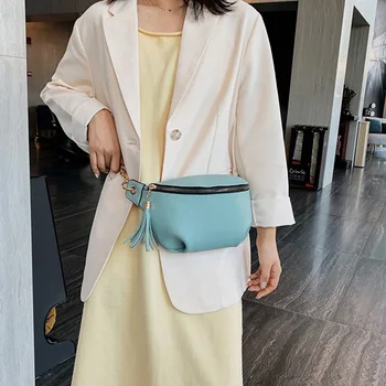 

Fashion Waist Bag For Women Fanny Pack PU Leather Belt Bags High Quality Tassel Crossbody Bags Waist Packs Female Bum Package