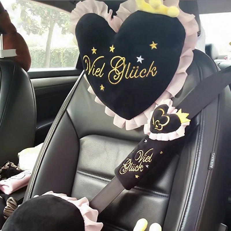 

1 Set Cute Car Headrest Pillow Seat Belts Cover Padding Auto Car Neck Rest Headrest Cushion Pillow Fiber Universal Car Pillow