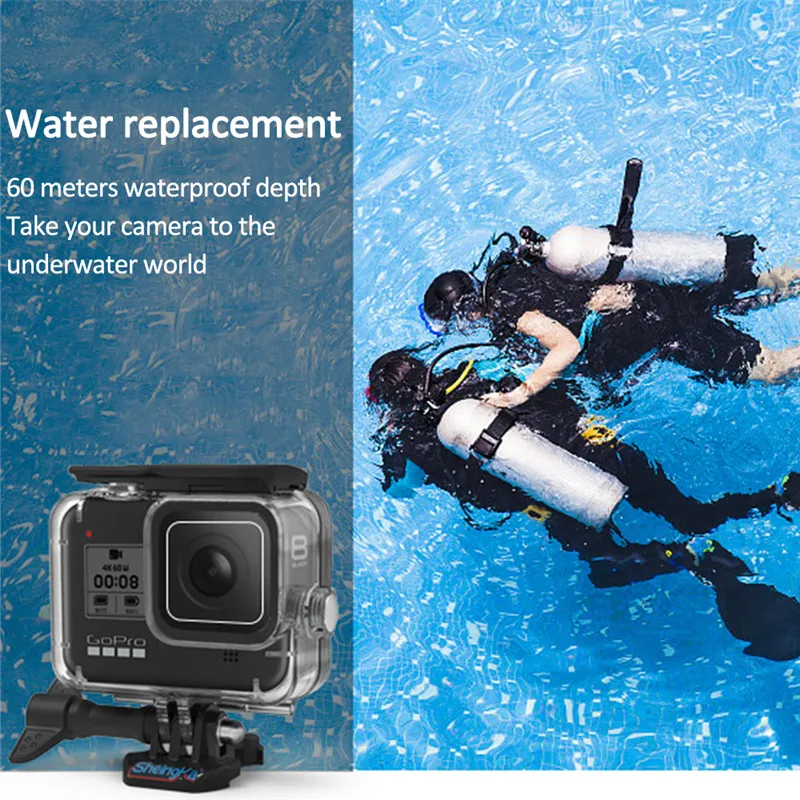 60 м водонепроницаемый чехол для GoPro Hero 8 черный подводный водонепроницаемый защитный корпус чехол для GoPro Hero 8 аксессуары для камеры