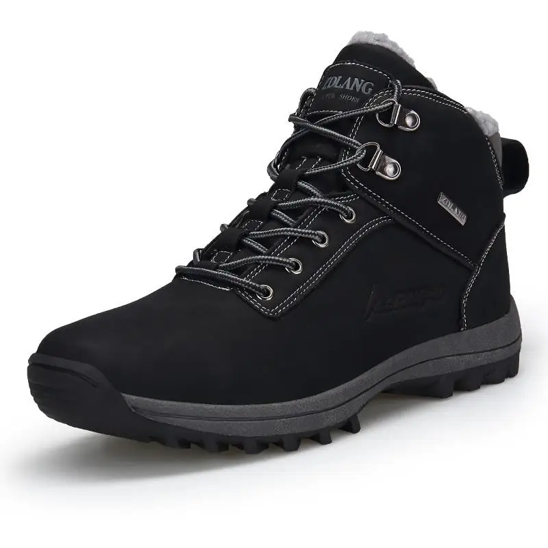Cajacky Мужские зимние ботинки меховые Ботильоны военные погоды; камуфляжные сапоги для снежной погоды; теплые плюшевые ботинки черно-Водонепроницаемый зимняя обувь; большие размеры 35-48 - Цвет: 72-black