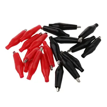 

20 Pcs Black Red Soft Plastic Coated Testing Probe Alligator Test Clip