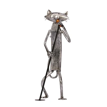 

Modern Cat Club Metal Crafts Model Figurines Art Cat Doll Miniatures Abstract Home Decoration Accessories Birthday Gift Kids Toy