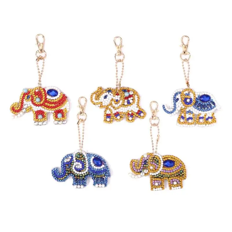 

5pcs DIY Elephant Full Drill Special Shaped Diamond Painting Keychain Gifts Embroidery Pendant DIY Craft Kits Cross Stitch