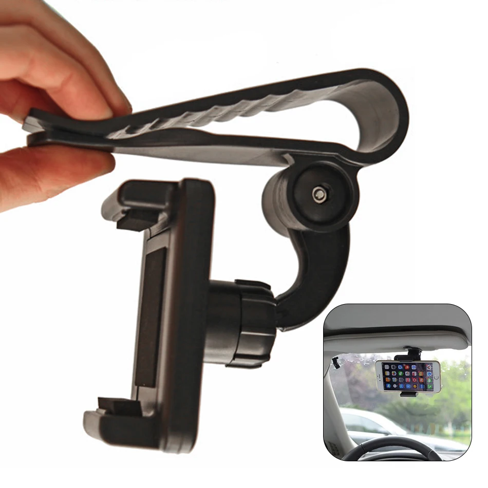 

Universal Car Sun Visor Shade Shield Phone Mount Holder Kit 360 Degree Swivel Rotating Adjustable Mount Cradle for iPhone/Huawei