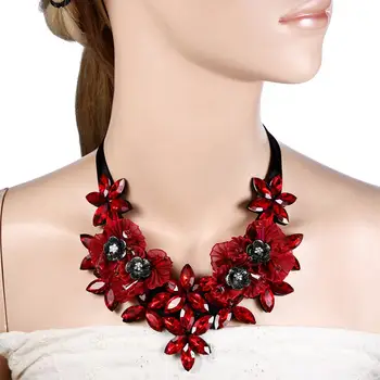 

Tuliper подвеска Flower Statement Necklace Crystal Choker For Women Party Fashion Jewelry Gift Collier Femme цепочка кулон