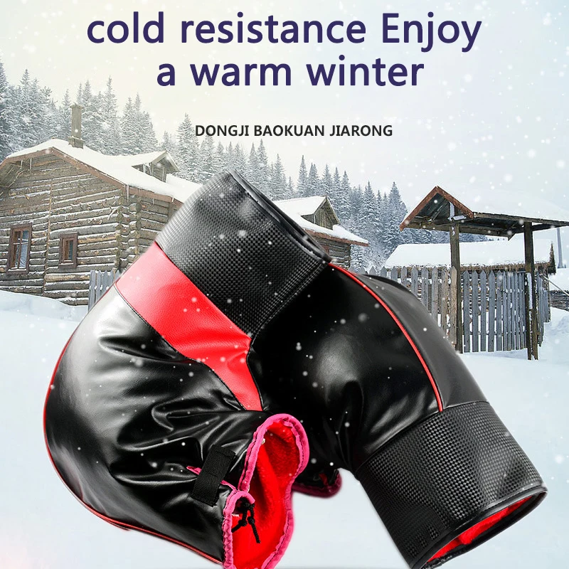 Водонепроницаемые кожаные мотоциклетные перчатки, зимние ветрозащитные теплые ручные перчатки для езды на снегоходе, мотокроссе, на открытом воздухе