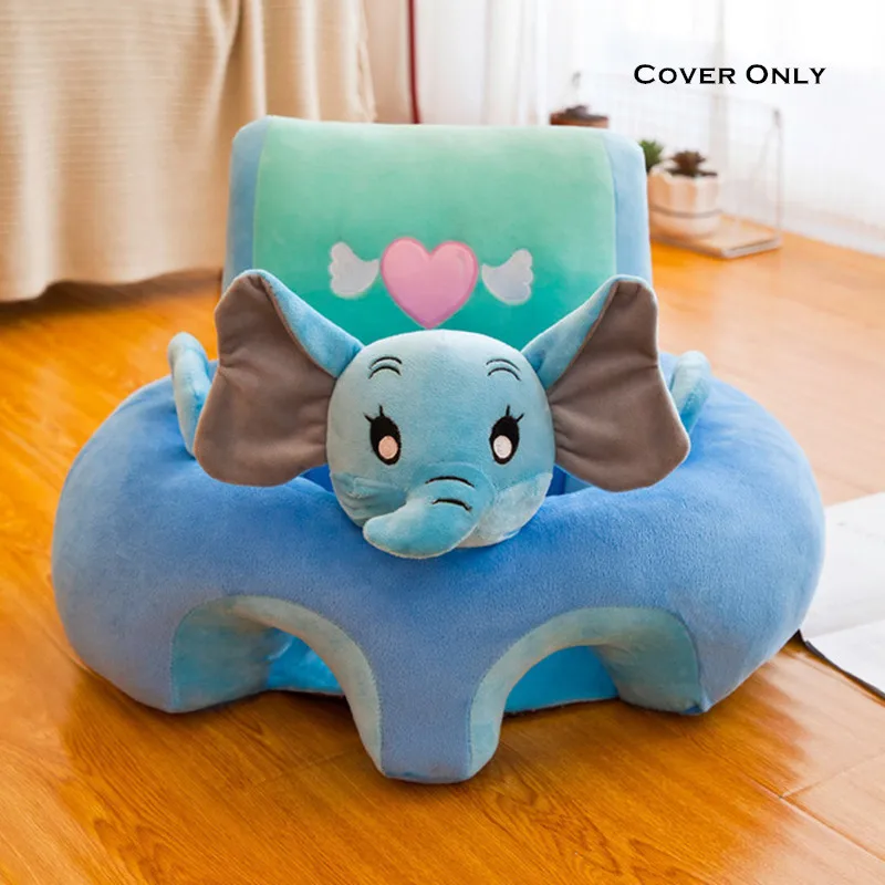 Милый мультяшный детский диван для младенцев, Bebe, диван, сидение, обучающее кресло, моющийся чехол на молнии с полипропиленовым хлопком - Цвет: Blue Cover