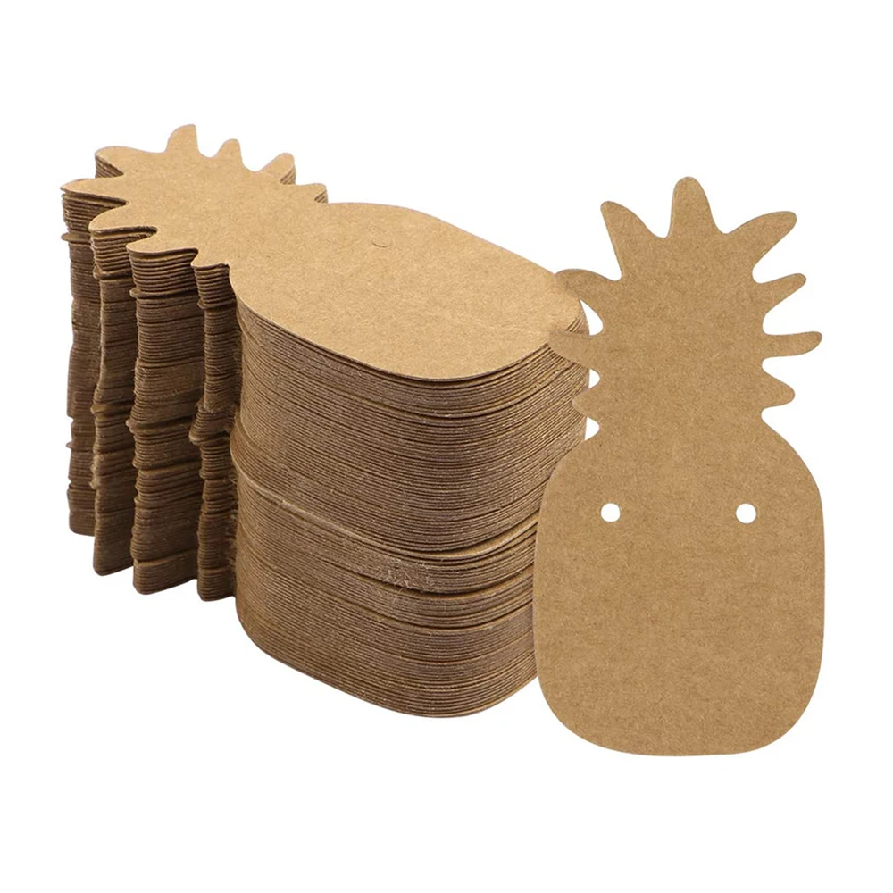 50pcs Blank Kraft Paper Earring Display Price Tag Pineapple Shape Ear Stud Cards Retail Packing Backing Holder | Украшения и