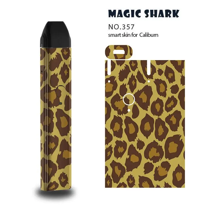 Magic Shark Fashion Skull Leopard Snake Print Funny Bumpy PVC Case Cover Skin Sticker Film for Uwell Caliburn - Цвет: 357
