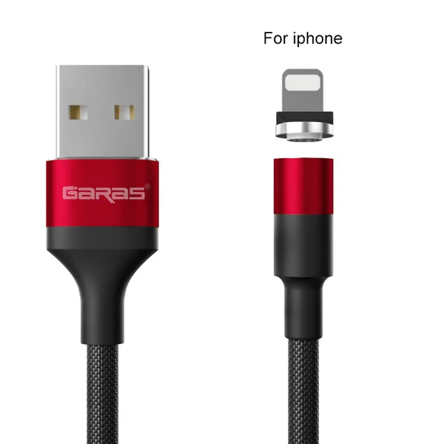 GARAS Magnetic USB Cable Adroid  Micro USB&Type C 3A Fast Charging Charger Data Cable QC3.0 Quick Charge Magnet Charger Cable red for iphone cable