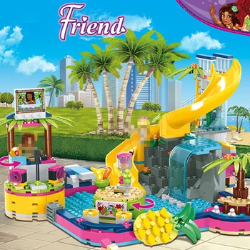 

552PCS City Street Series Karaoke Pool Party Friends Park Building Blocks Bricks Toys Educational For Kids Children Girls Gifts